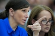 (Rick Bowmer | AP) Kouri Richins, a Utah mother of three who wrote a children's book about coping with grief after her husband's death and was later accused of fatally poisoning him, looks on during a hearing Tuesday, Aug. 27, 2024, in Park City.