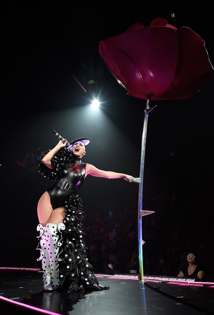 (Photo courtesy Kevin Mazur/Getty) “The wardrobe part of the show is giant, as well. She’s not only changing between each act, but she’s doing small costume changes onstage, putting things on, removing things,” Ashley Evans said of Katy Perry. “I think it’s important — fashion’s important, it’s important to Katy, and it’s definitely at the forefront of this show.”