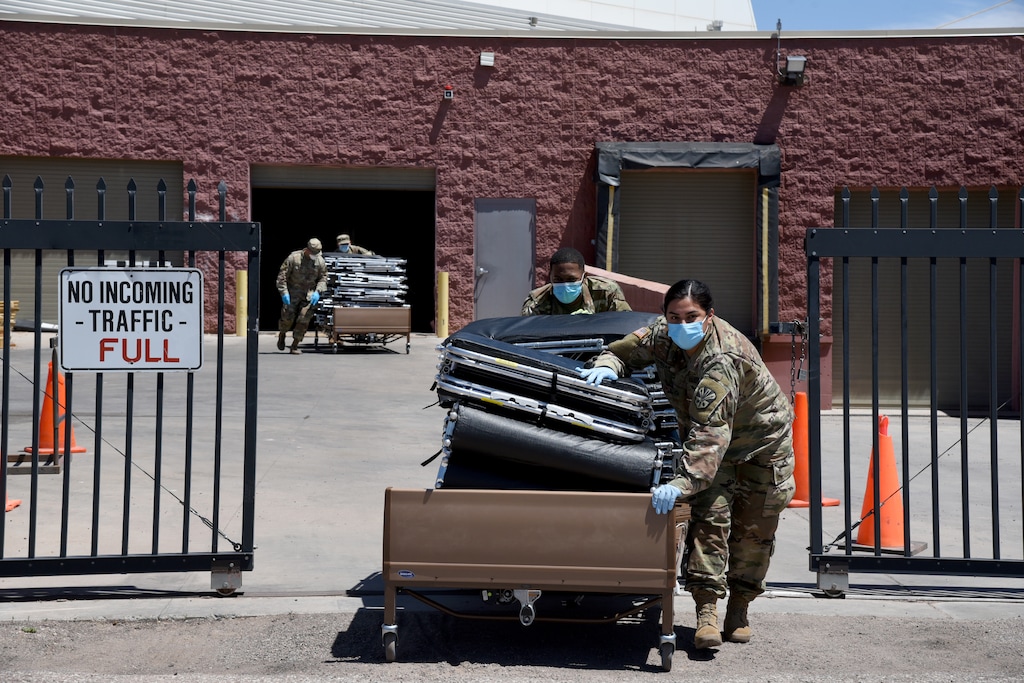 (Tech. Sgt. Michael Matkin | U.S. Air National Guard) Arizona National Guard service members set up a Federal Medical Station on the Navajo Nation in Chinle, Ariz., to support COVID-19 health care May 02, 2020.