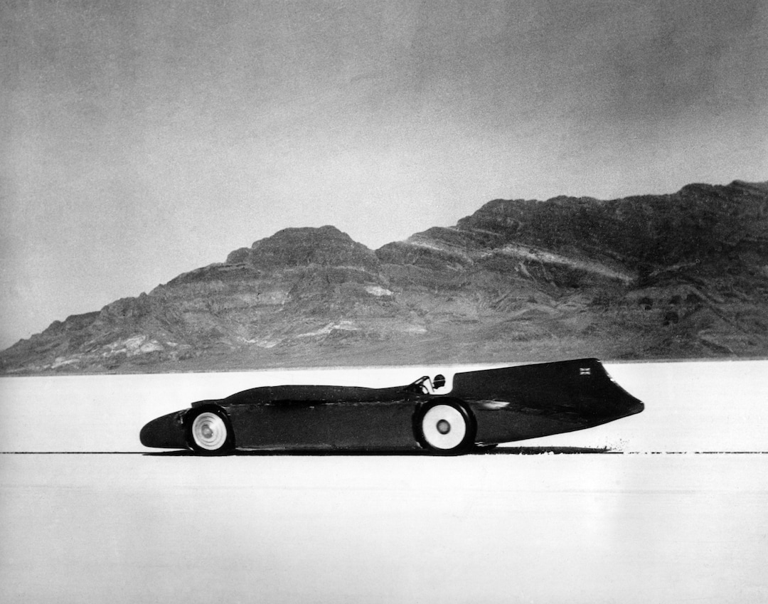 (AP file photo) British automobile racer Sir Malcolm Campbell speeds across the salt bed in his Bluebird and sets a world record of 301.337 miles per hour on the Bonneville Salt Flats, Utah, Sept. 3, 1935.