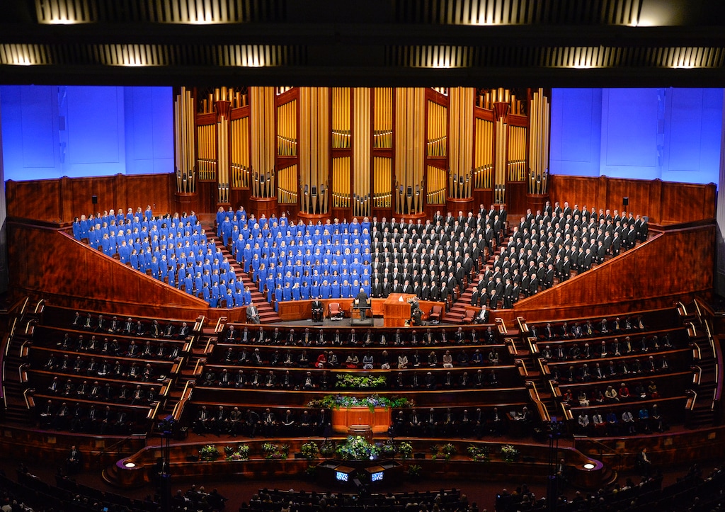 (Chris Samuels | The Salt Lake Tribune) The Tabernacle Choir at Temple Square performs during General Conference of The Church of Jesus Christ of Latter-day Saints in Salt Lake City in April 2022. The Salt Lake Tribune is inviting readers to submit their "dream headlines" for the upcoming October conference.