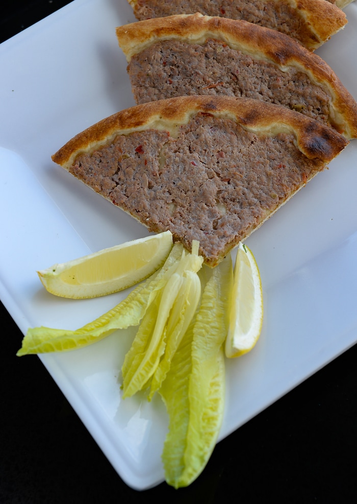 (Francisco Kjolseth  |  The Salt Lake Tribune)  A meat pie at Beirut Cafe in Murray.
