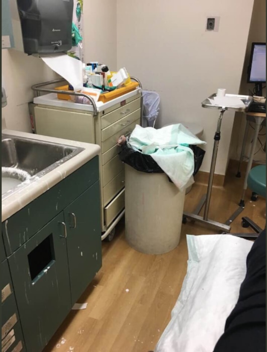 (Courtesy Stephen Wilson) Stephen Wilson tweeted photos taken during his son's appointment in a dirty room at the George E. Wahlen Department of Veterans Affairs Medical Center.