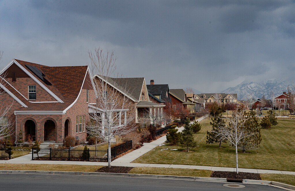 (Francisco Kjolseth | The Salt Lake Tribune) Daybreak, the 4,100-acre master planned community in South Jordan, illustrates the idea of blending higher density housing and walkable community design with ample amounts of open space as seen along Daybreak Promenade. That "smart growth" land use approach is being required by Salt Lake County for a proposed development called Olympia Hills, a 933-acre residential and commercial project proposed west of Herriman.