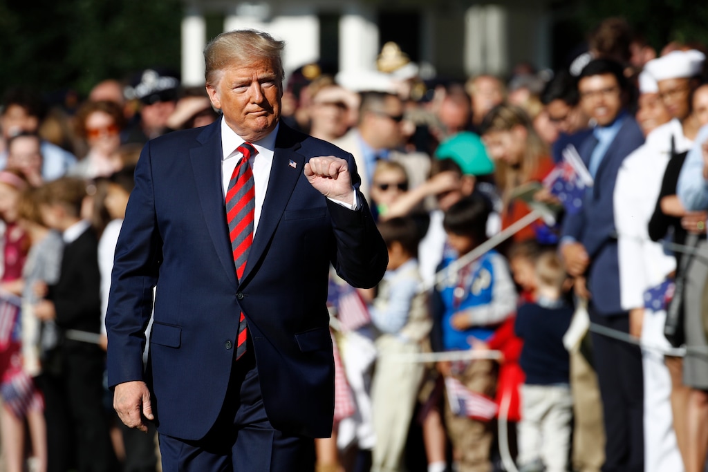 President Donald Trump greet visitors during a State Arrival Ceremony for Australian Prime Minister Scott Morrison on the South Lawn of the White House, Friday, Sept. 20, 2019, in Washington. (AP Photo/Patrick Semansky)