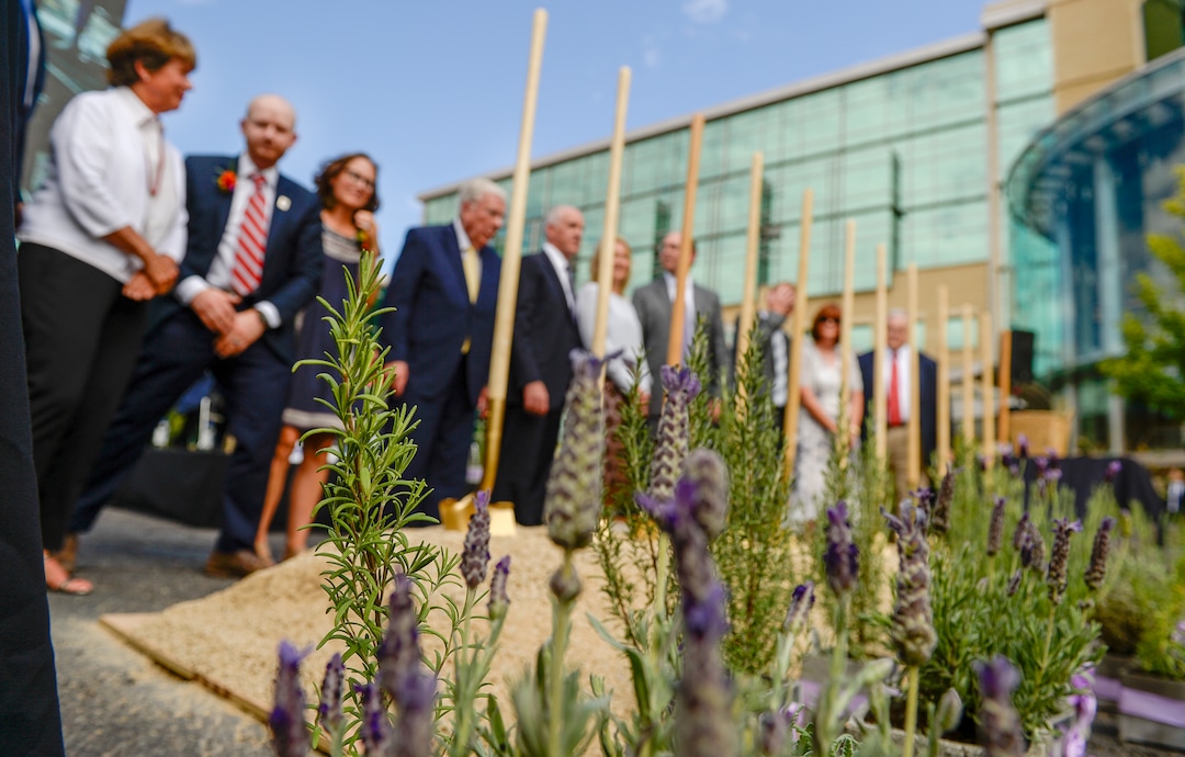 (Leah Hogsten  |  The Salt Lake Tribune) Donors, dignitaires, staff and patients attend the groundbreaking ceremony for the Kathryn F. Kirk Center for Comprehensive Cancer Care and WomenÕs Cancers at Huntsman Cancer Institute, September 5, 2019. The new center will house a floor dedicated to womenÕs cancers, a new endoscopy center, increased services for blood and bone marrow transplant patients, an expanded HCI Wellness and Integrative Health Center and 48 new inpatient hospital rooms.