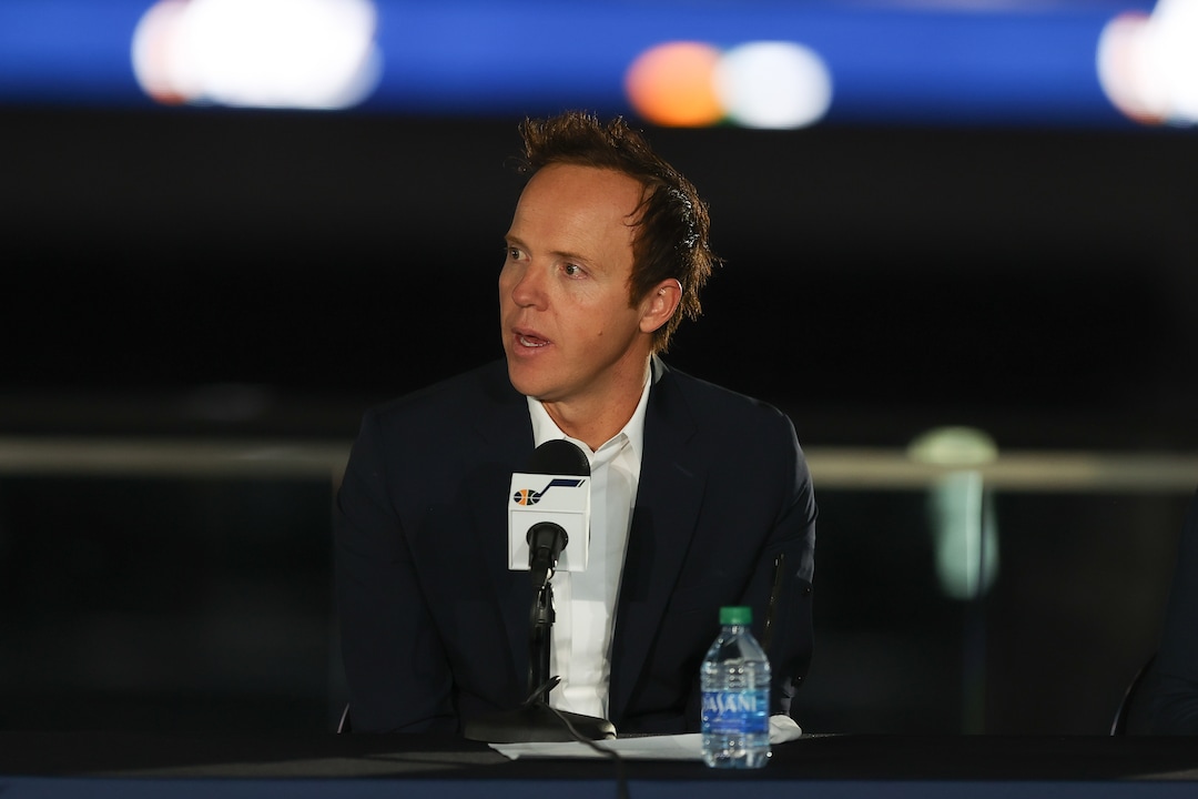 (Photo courtesy Utah Jazz/Melissa Majchrzak) Ryan Smith talks about he and his wife's plans to buy the Jazz and and other sports and entertainment properties from the Miller family on October 28, 2020.