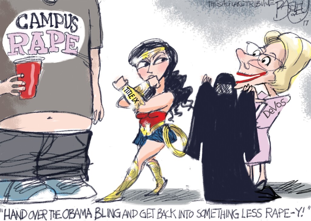(Pat Bagley | The Salt Lake Tribune) This Pat Bagley cartoon, titled "Sympathy for the Devos," appears in The Salt Lake Tribune on Wednesday, Sept. 13, 2017.