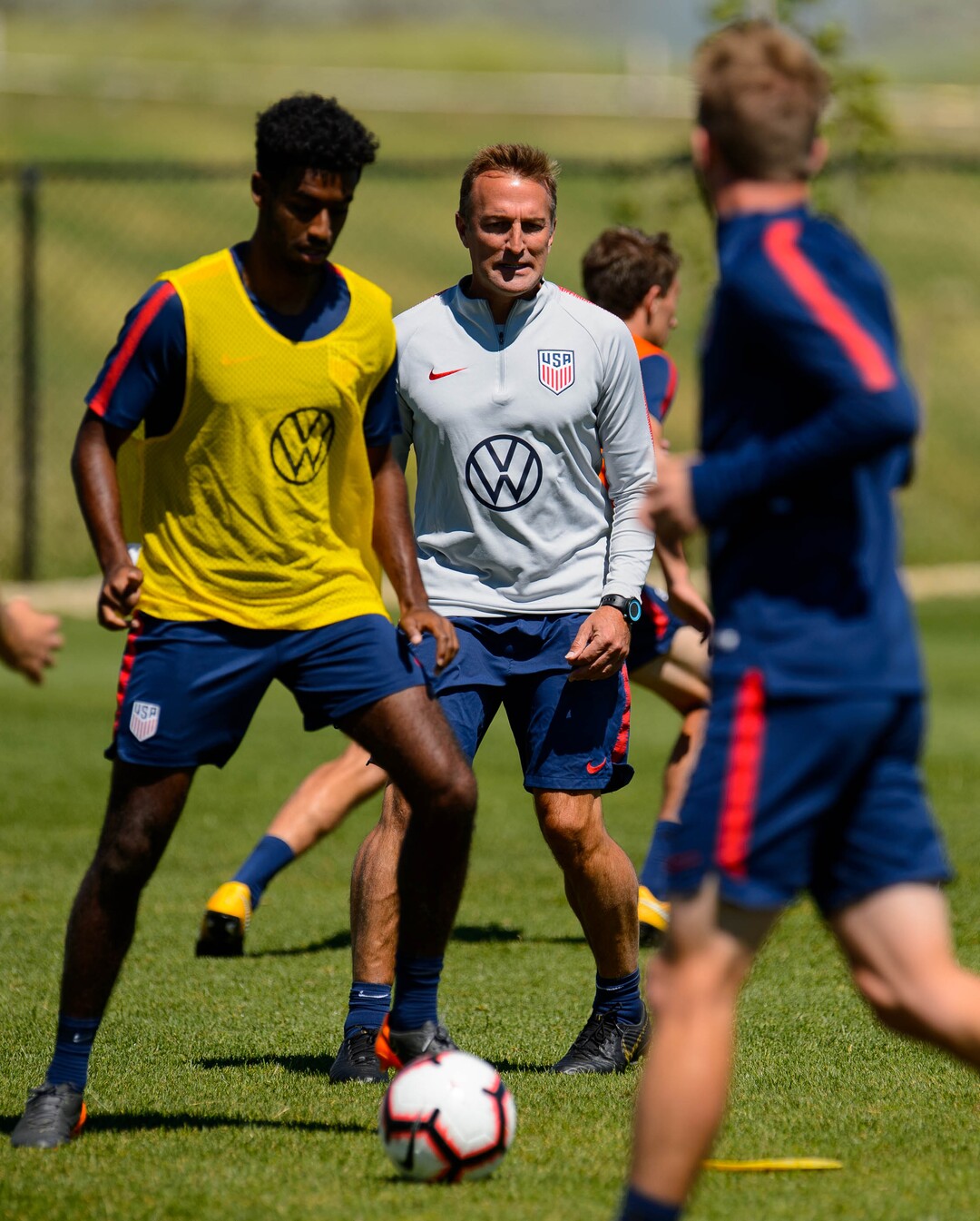 (Trent Nelson  |  The Salt Lake Tribune)Jason Kreis, former RSL coach, now head coach of the United States U-23 men's national soccer team, running practice in Herriman at the Real Salt Lake Training Academy on Wednesday June 12, 2019.