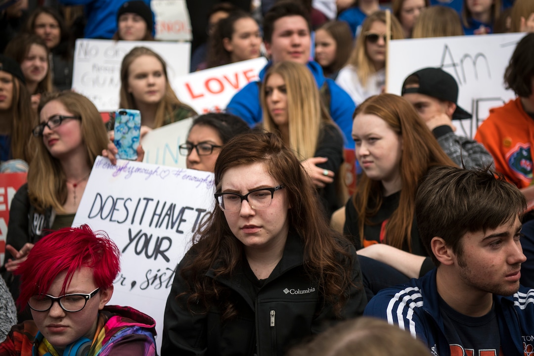 (Chris Detrick  |  The Salt Lake Tribune)  Participants listen during the March for Our Lives SLC rally at the state Capitol Saturday, March 24, 2018. The student-led March for Our Lives SLC got underway about 11:30 a.m. with what police estimated were 8,000 participants walking from Salt Lake City’s West High School to the front steps of the state Capitol.