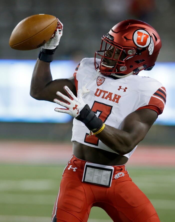 Utah running back Devonta'e Henry-Cole (7) in the first half during an NCAA college football game against Arizona, Friday, Sept. 22, 2017, in Tucson, Ariz. (AP Photo/Rick Scuteri)