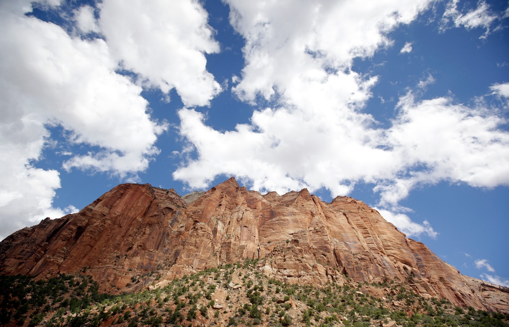 (AP Photo/Rick Bowmer, File) This Sept. 16, 2015, file photo, shows Zion National Park near Springdale, Utah. Much of southwest Utah, including Zion National Park, is within the area targeted by the Bureau of Land Management to receive federal funds for restoration work.