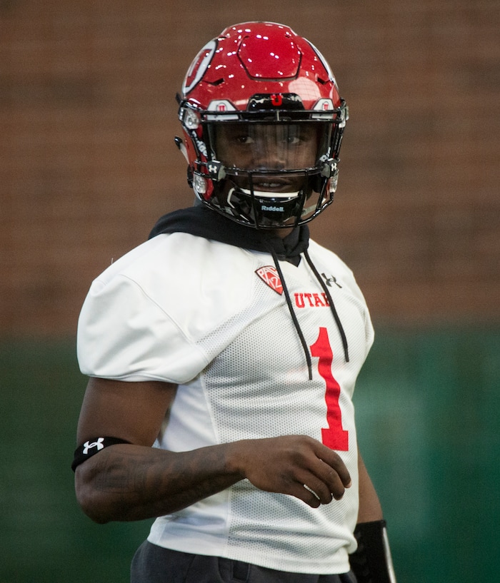(Rick Egan  |  The Salt Lake Tribune)   Returning starting quarterback Tyler Huntley works out on the first day of Spring practice, Monday, March 5, 2018.


