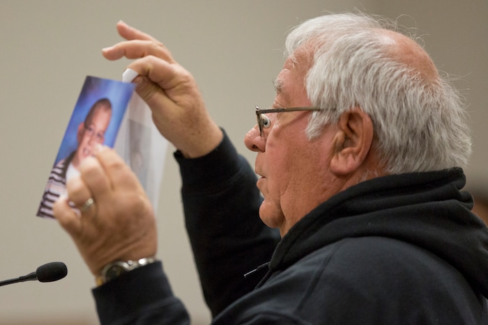 Larry Przybycien, Tyerell Przybycien's grandfather, speaks during Przybycien's sentencing in the 4th District Court on Friday, Dec. 7, 2018, in Provo.