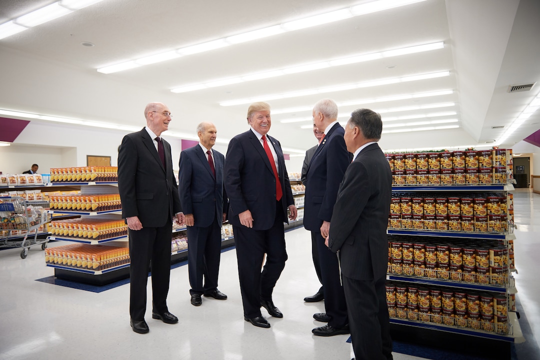 (Courtesy of LDS Church)  President Donald J. Trump meets with leaders of The Church of Jesus Christ of Latter-day Saints at Welfare Square.