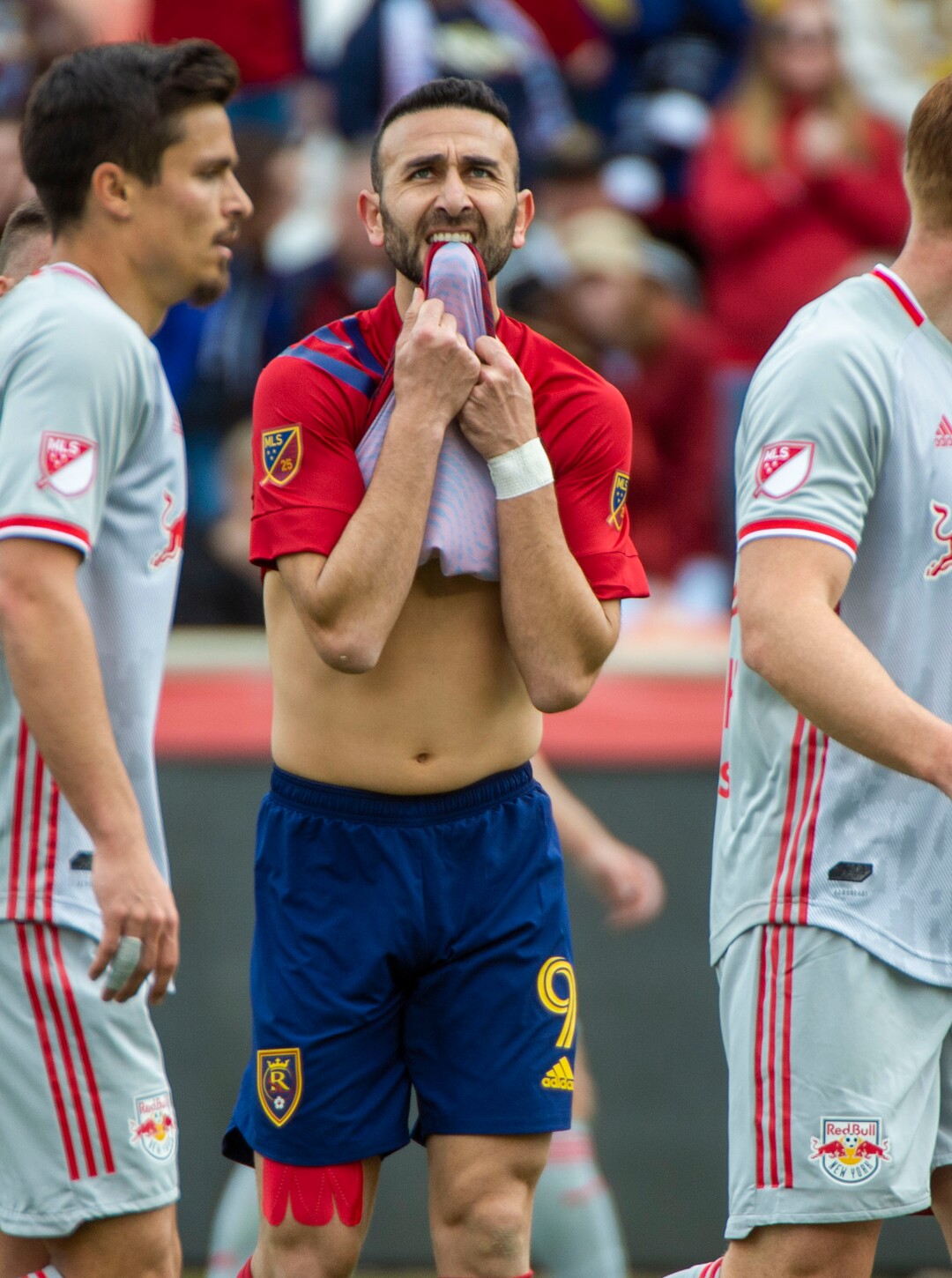 (Rick Egan  |  The Salt Lake Tribune)    Real Salt Lake forward Justin Meram (9) reacts after narrowly missing a goal, in MLS acton between Real Salt Lake and the New York Red Bulls at Rio Tinto Stadium, Saturday, March 7, 2020.