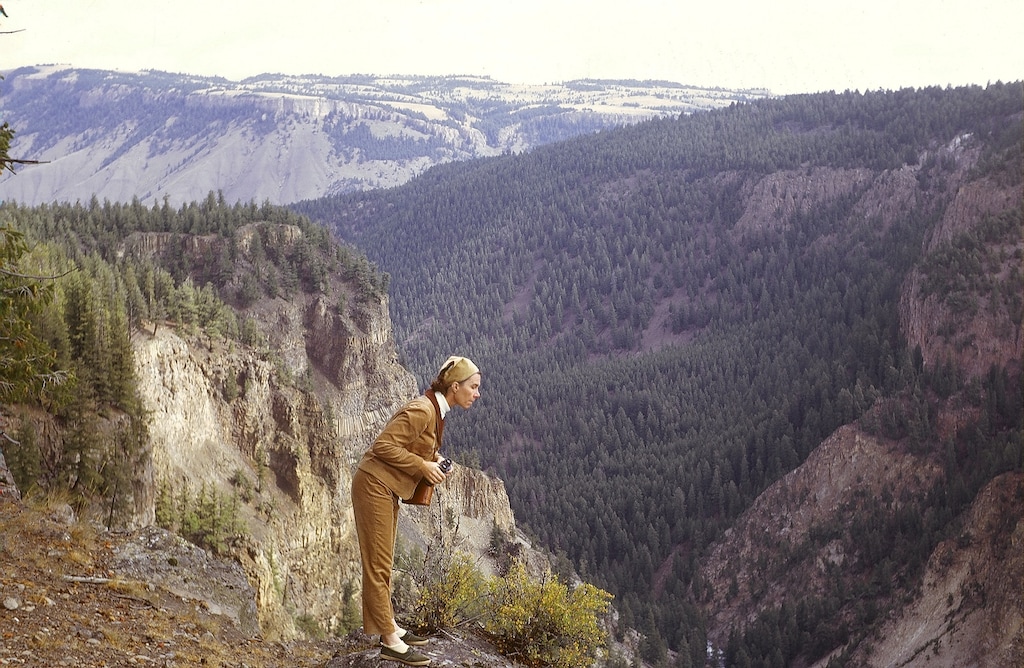 (Photo courtesy of the Langton family) Adele Decker Langton, 96, of Salt Lake City, died from COVID-19 on May 9, 2020. This photo shows Langton in the 1960s, exploring at Yellowstone National Park.