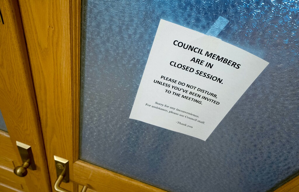 (Francisco Kjolseth | The Salt Lake Tribune) The Salt Lake City Council goes into a closed session at City Hall on Tuesday, April 2, 2024.