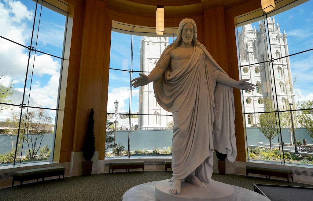 (Chris Samuels | The Salt Lake Tribune) A Christus statue is on display at the new Temple Square Visitors' Center in Salt Lake City. Latter-day Saints certainly see themselves as Christians even though other believers may not.