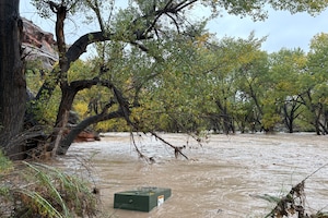 (Brooke Larsen | The Salt Lake Tribune) The Escalante River in south-central Utah overflowed on Thursday, Oct. 22, 2026. The National Weather Service said parts of the Escalante River basin saw up to 3-1/2 inches of rain in 36 hours.