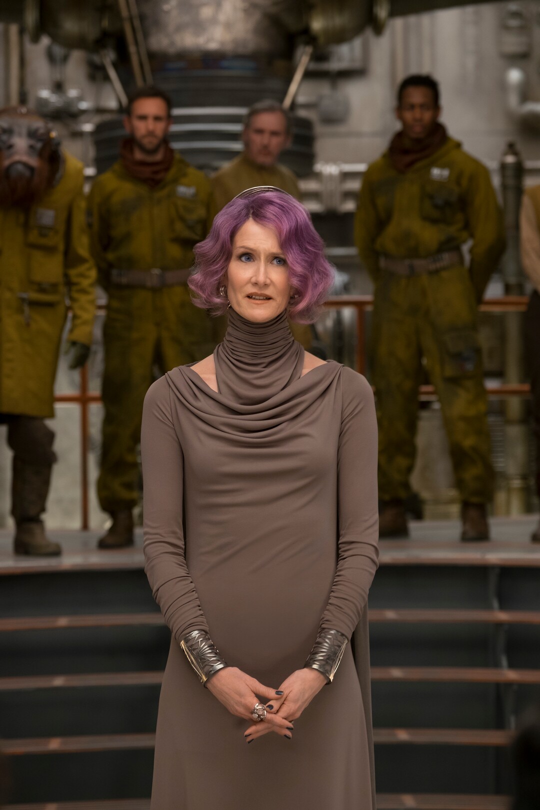 This image released by Lucasfilm shows Laura Dern as Vice Admiral Holdo in "Star Wars: The Last Jedi," in theaters on Dec. 15. (David James/Lucasfilm via AP)