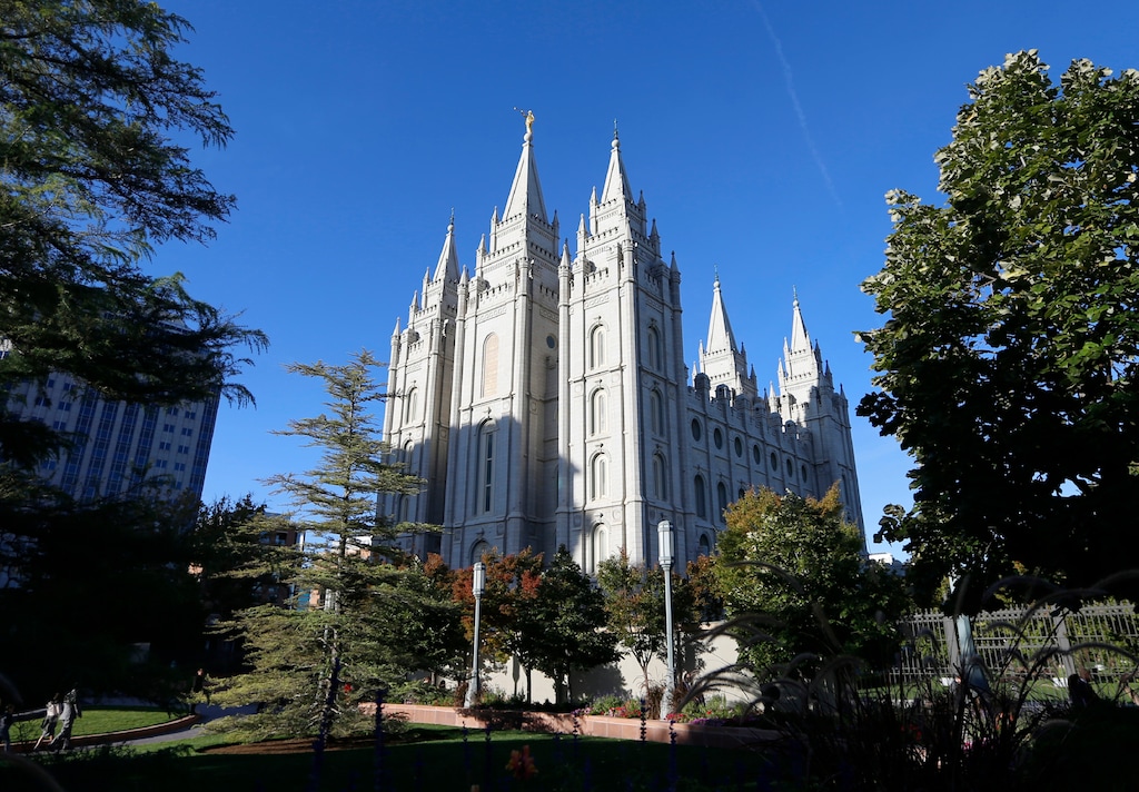 (AP Photo/Rick Bowmer, File)
This Oct. 5, 2019, photo shows The Salt Lake Temple, at Temple Square in Salt Lake City.