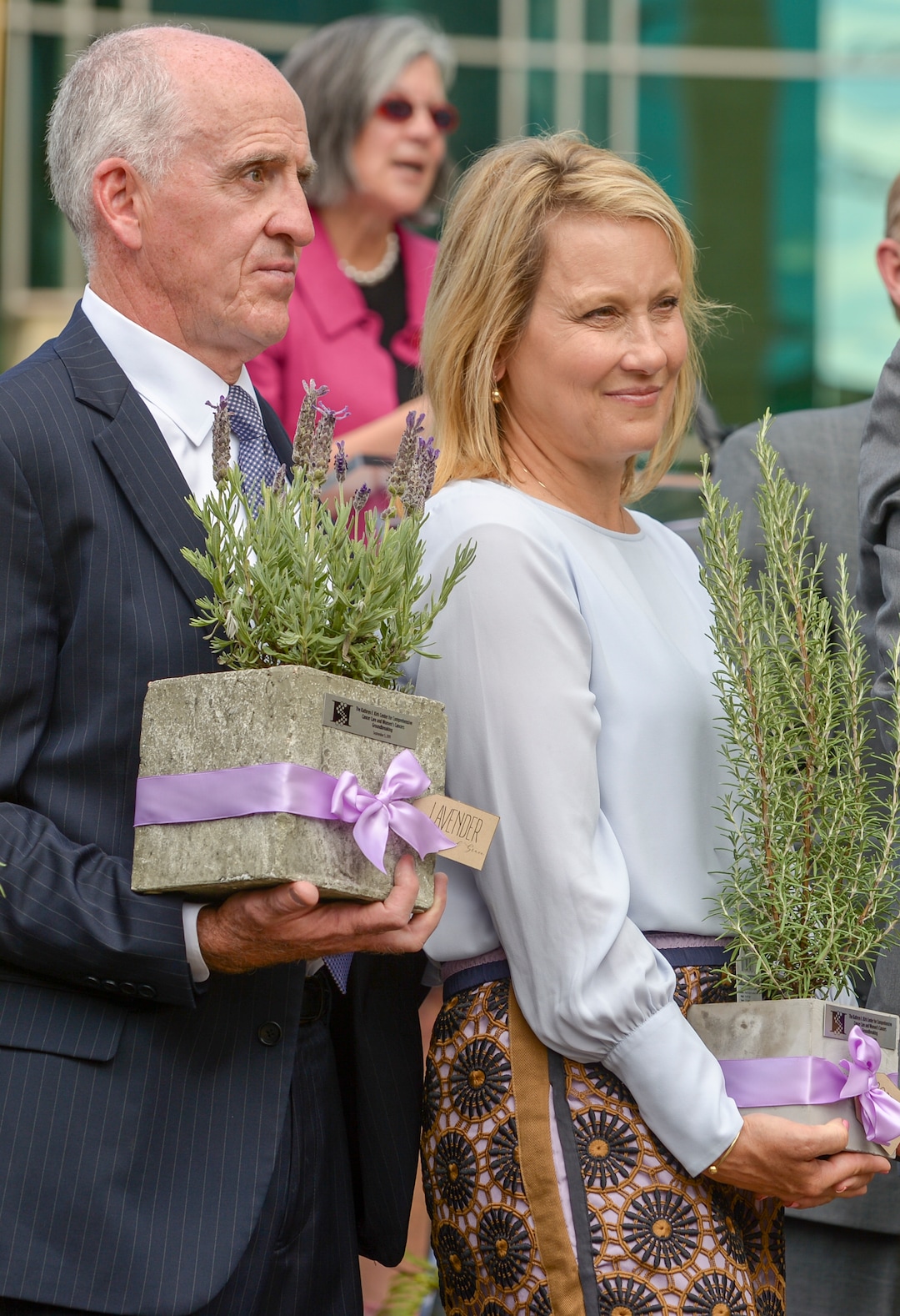 (Leah Hogsten  |  The Salt Lake Tribune) Lead donors Spencer and Kristen Kirk during the groundbreaking ceremony for the Kathryn F. Kirk Center for Comprehensive Cancer Care and WomenÕs Cancers at Huntsman Cancer Institute, September 5, 2019. The building was named in honor of Spencer KirkÕs mother. The new center will house a floor dedicated to womenÕs cancers, a new endoscopy center, increased services for blood and bone marrow transplant patients, an expanded HCI Wellness and Integrative Health Center and 48 new inpatient hospital rooms.