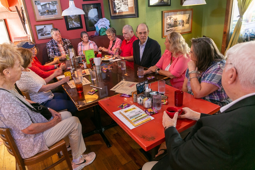 (Jud Burkett | Special to The Tribune) The Washington County Democratic Party holds a breakfast meeting at GeorgeÕs Corner in St. George, on Wednesday, Oct. 12, 2022. The minority party organizes Conversation Over Easy, a weekly breakfast gathering for like-minded progressives.