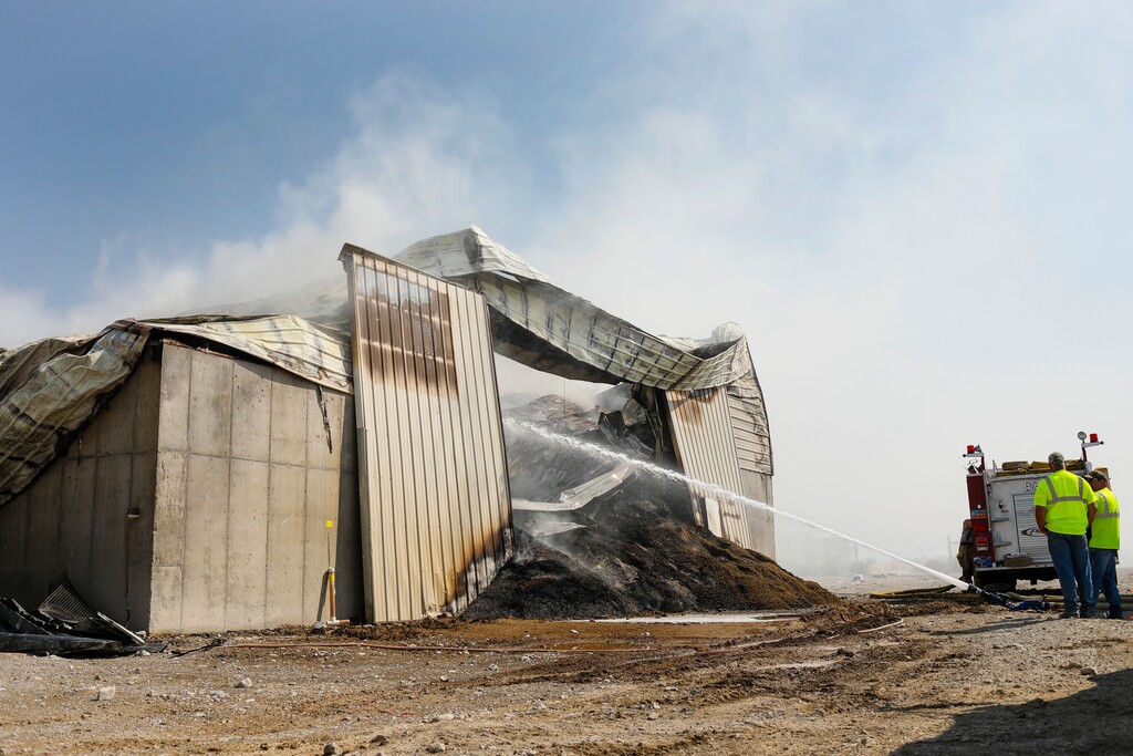 (Frank Bott  |  for The Salt Lake Tribune)  Fire destroyed Fassio Egg Farm in Tooele on Tuesday, Sept. 5, 2017.