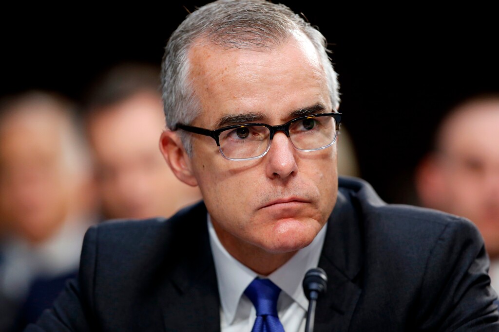(Alex Brandon  |  AP file photo) In this June 7, 2017, file photo, then-FBI acting director Andrew McCabe listens during a Senate Intelligence Committee hearing about the Foreign Intelligence Surveillance Act, on Capitol Hill in Washington.