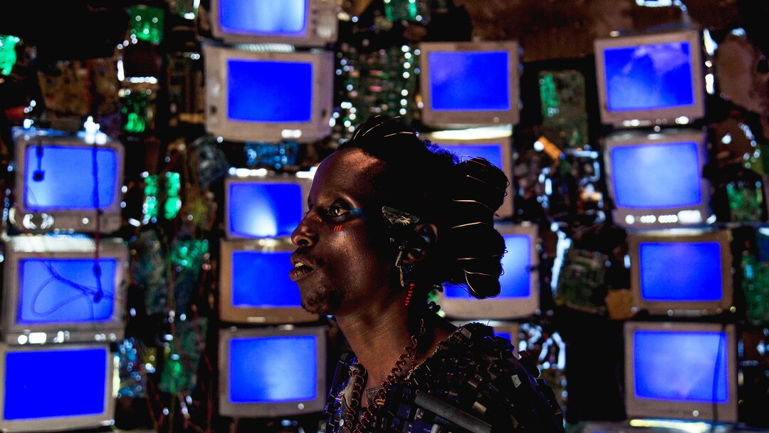 (Sundance Institute) Cheryl Isheja plays a hacker in an e-waste dump in the American/Rwandan film "Neptune Frost," directed by Anisia Uzeyman and Saul Williams, an official selection of the Spotlight section at the 2022 Sundance Film Festival.