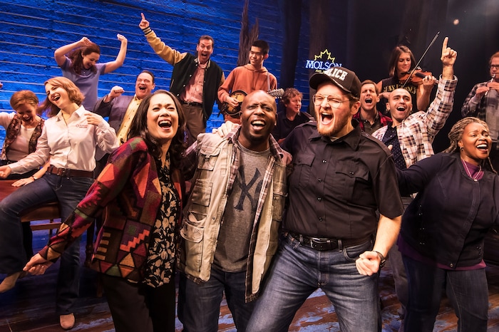 (Matthew Murphy  |  photo courtesy Broadway at the Eccles) The ensemble of the national tour of the Broadway musical "Come From Away," which will play at Salt Lake City Eccles Theater, Nov. 6-11, 2018.