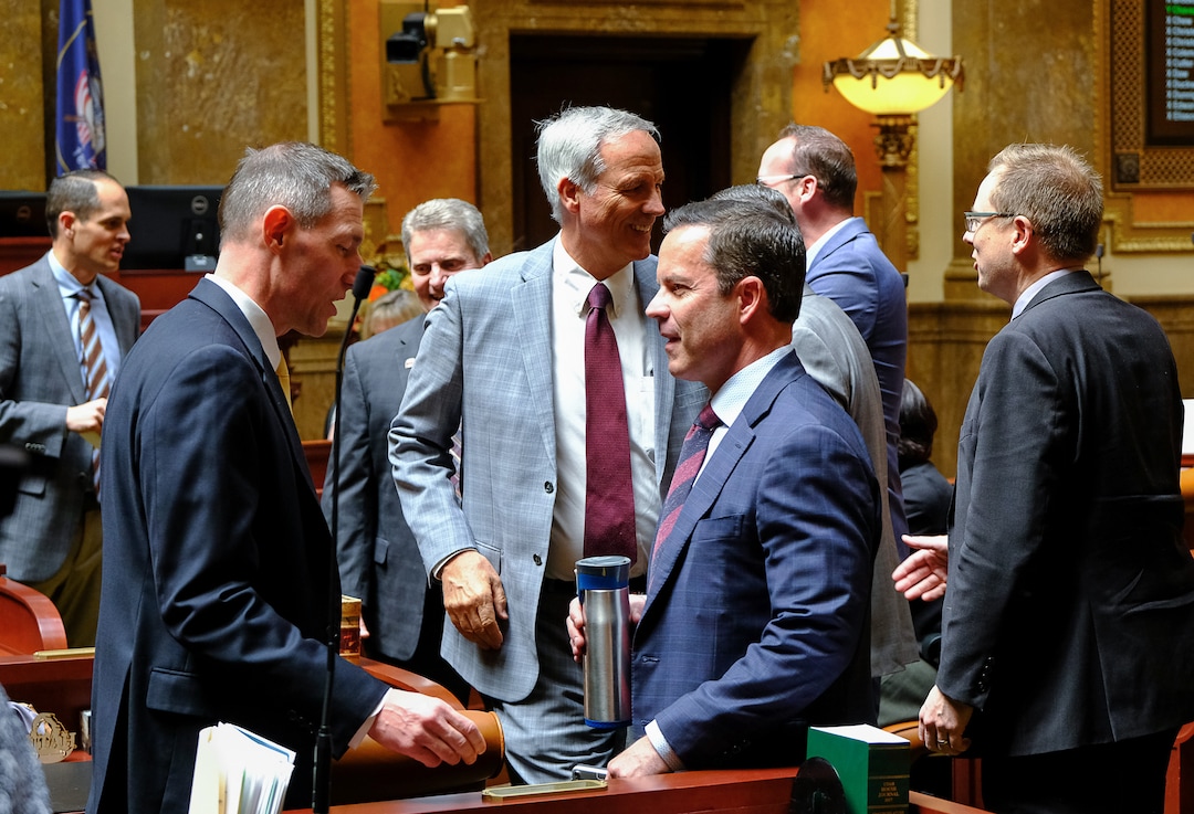 (Francisco Kjolseth  |  The Salt Lake Tribune)  House representatives gather at the Capitol as the legislature calls itself into special session to attempt to override Gov. Gary Herbert's vetoes of two bills. 