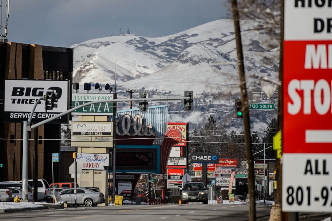 (Trent Nelson | The Salt Lake Tribune)  Businesses along Highland Drive in Millcreek on Monday Dec. 3, 2018. The newly incorporated city of Millcreek is pushing on all fronts to create a new downtown center, including designating large swathes of land along its stretch of Highland Drive as "blighted" so it can use eminent domain to condemn and improve private properties if it wants.
