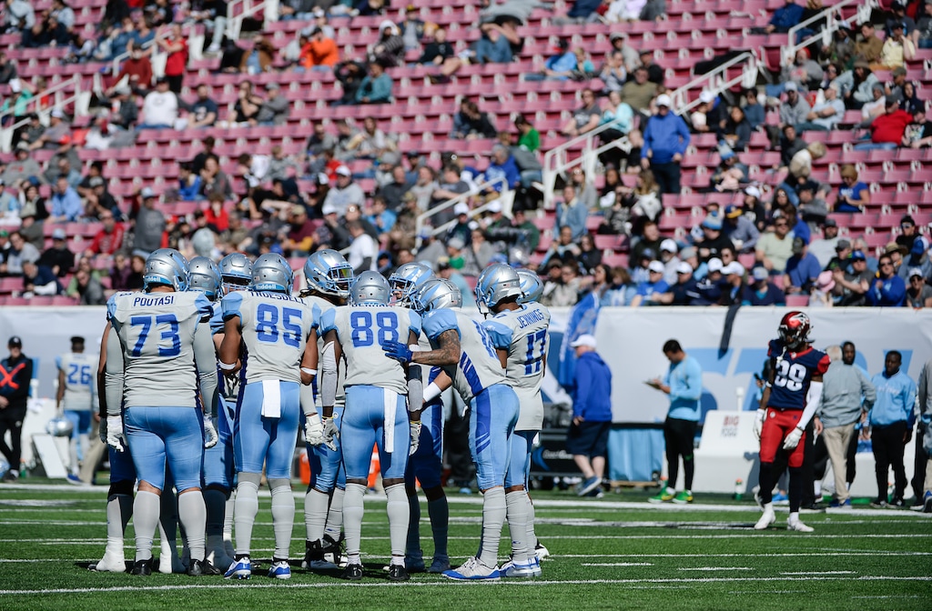 (Francisco Kjolseth | The Salt Lake Tribune) A few fans enjoy a sunny day at Rice Eccles Stadium as the Salt Lake Stallions host the Memphis Express of the Alliance of American Football in Salt Lake City on Saturday March 16, 2019. The AAF suspended football operations April 3, 2019, just a few weeks from the end of its inaugural season.