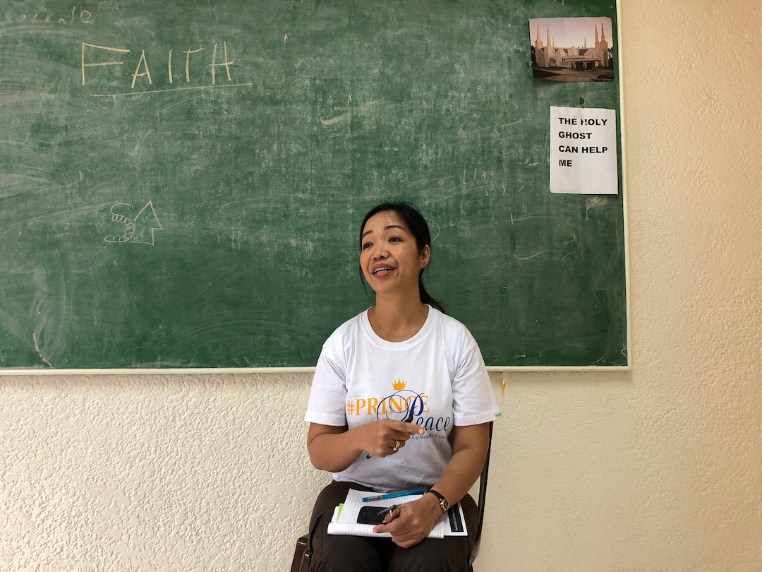 (Mike Stack  |  for The Salt Lake Tribune) Jhona Mbula discusses her experiences as a domestic worker in Hong Kong.