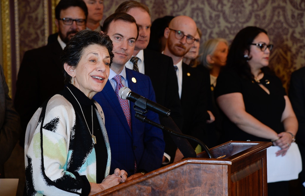 (Francisco Kjolseth  |  The Salt Lake Tribune) Rep. Patrice Arent, D-Millcreek, kicks off a press conference by the Utah Legislature's bipartisan Clean Air Caucus at the Capitol on Tuesday, Feb. 11, 2020, to discuss air quality legislation and appropriations requests being considered during the 2020 General Session.