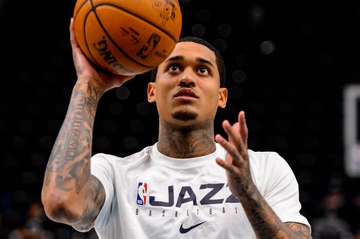 (Trent Nelson  |  The Salt Lake Tribune) Utah Jazz guard Jordan Clarkson warms up as the Utah Jazz host the Portland Trail Blazers, NBA basketball in Salt Lake City on Thursday, Dec. 26, 2019.