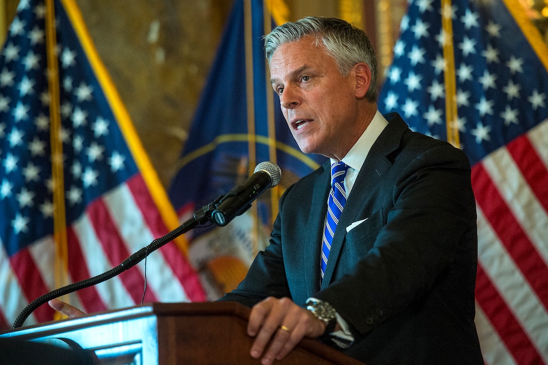 (Chris Detrick  |  The Salt Lake Tribune)  Jon M. Huntsman, Jr., U.S. Ambassador to Russia, speaks during an Ambassadorial Swearing in Ceremony at the Utah Capitol Saturday, October 7, 2017. 