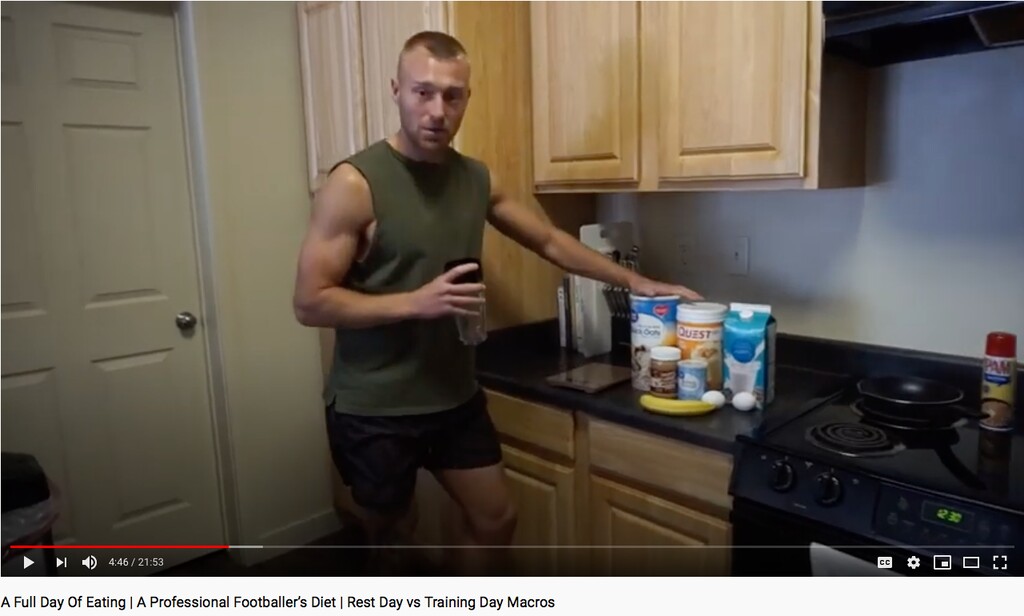 (Screenshot) Jack Blake, captain of the Real Monarchs, tells viewers of his YouTube channel what his diet is like.