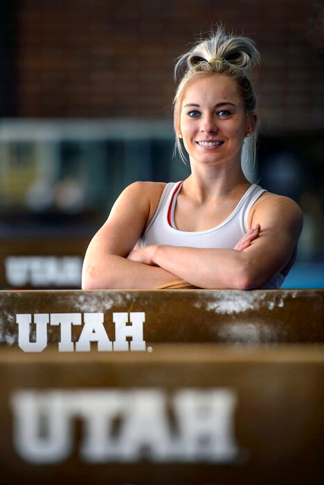 (Steve Griffin  |  The Salt Lake Tribune) Utah gymnast MyKayla Skinner before practice at the Dumke Gymnastics Center on the University of Utah campus in Salt Lake City Monday April 16, 2018.