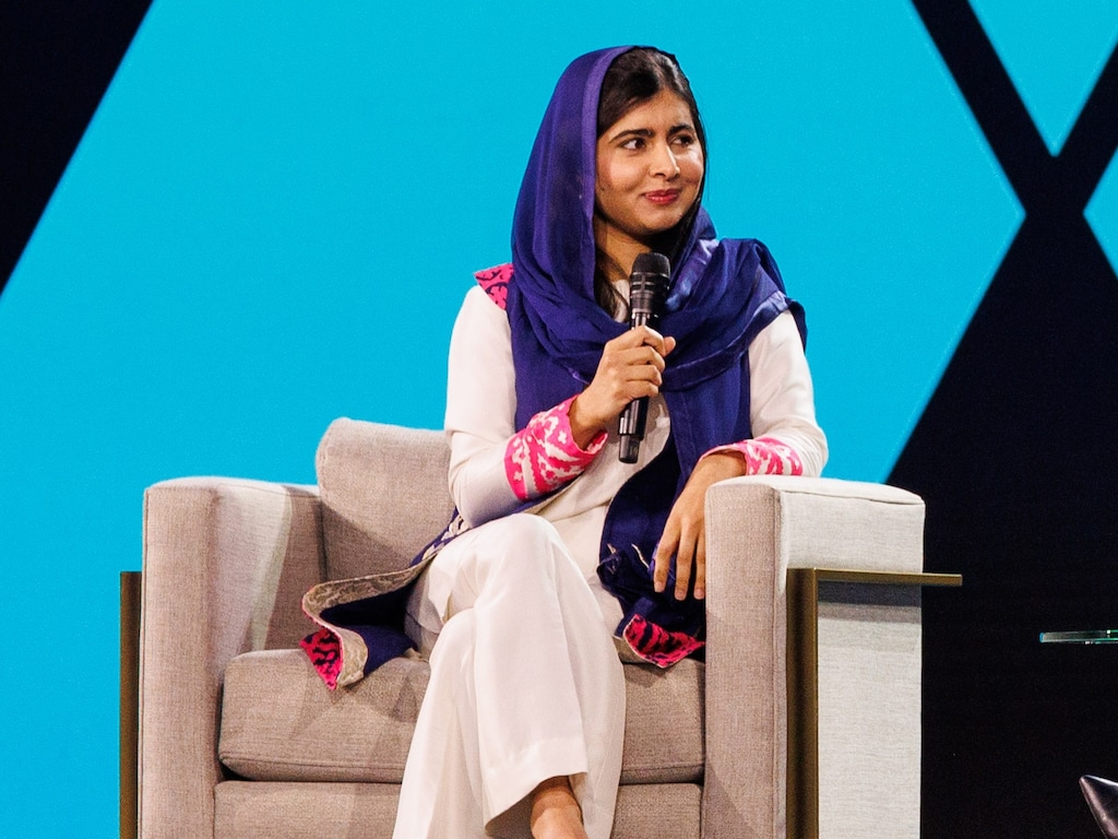 (Qualtrics) Malala Yousafzai, activist for girls' education and Nobel Peace Prize winner, speaks on March 8, 2023, in the Salt Palace Convention Center as part of the X4 management summit presented by Qualtrics.
