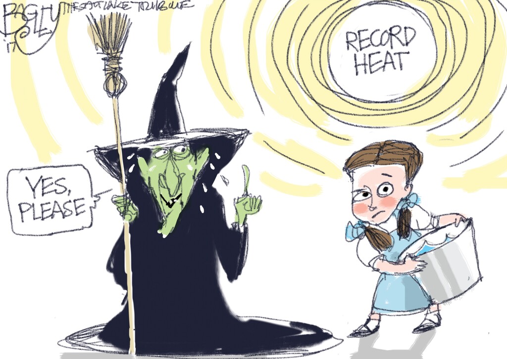 (Pat Bagley | The Salt Lake Tribune) This Pat Bagley cartoon, titled "How Hot Is It?," appears in The Salt Lake Tribune on Sunday, Aug. 6, 2017.