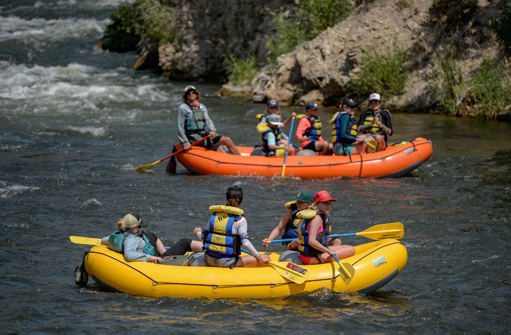 (Francisco Kjolseth  |  The Salt Lake Tribune) People beat the heat as they float the Weber River between Henefer and Taggart Falls on Wednesday, Aug. 5, 2020.