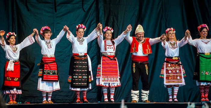 Chris Detrick  |  The Salt Lake TribuneMembers of Bulgarka Bulgarian music and dance group perform during the 32nd annual Living Traditions Festival at Library Square Friday, May 19, 2017.