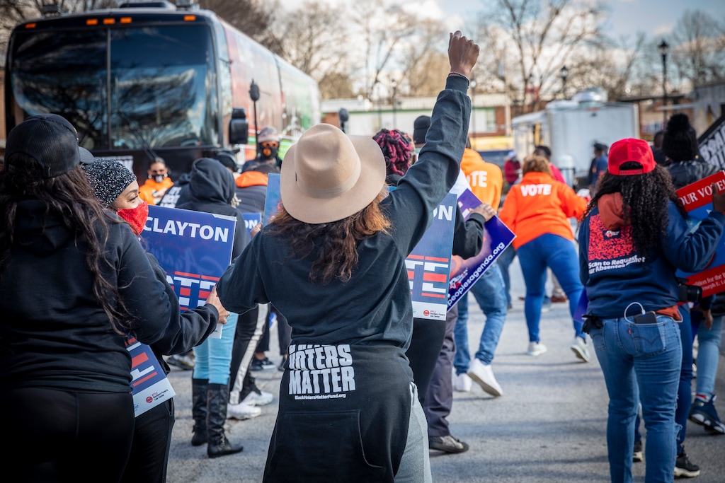 (Audra Melton | The New York Times)

A Party at the Polls event with Black Voters Matter and Georgia Stand-up in Jonesboro, Ga., Jan. 5, 2021. "Black people played an indispensable role in key states to deliver the White House to Joe Biden and control of the Senate to Democrats, including in Georgia, where Black voters were the majority of the coalition that turned the state blue," writes The New York Times columnist Charles M. Blow.