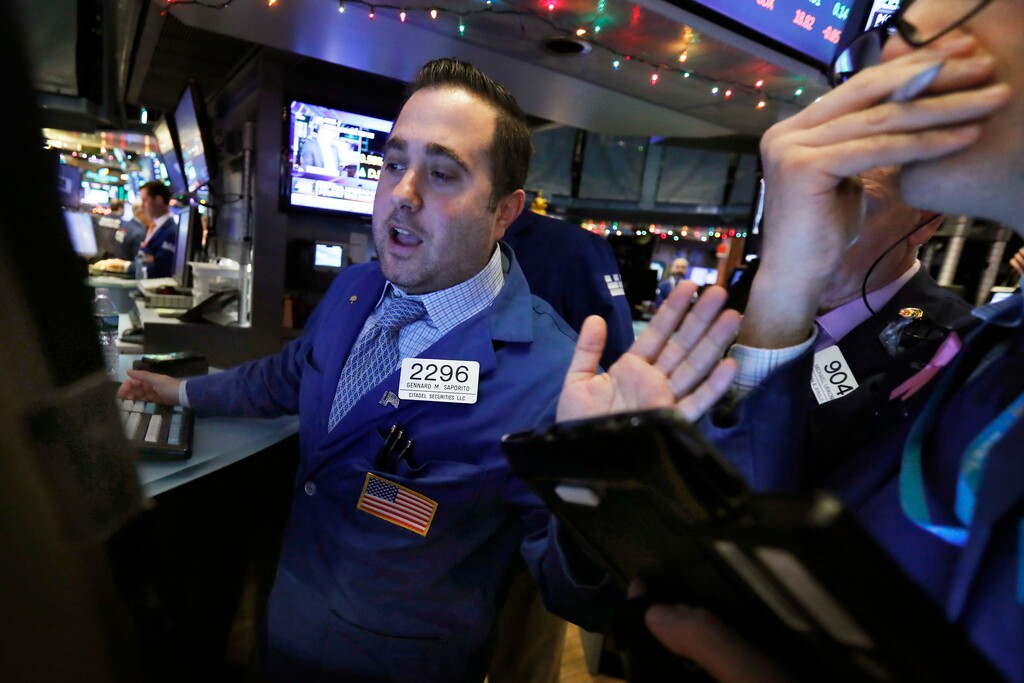 (Richard Drew  |  AP Photo)  Specialist Gennaro Sapolito works at his post on the floor of the New York Stock Exchange, Wednesday, Nov. 28, 2018. Stocks are opening higher on Wall Street, led by solid gains in big technology and health care companies.
