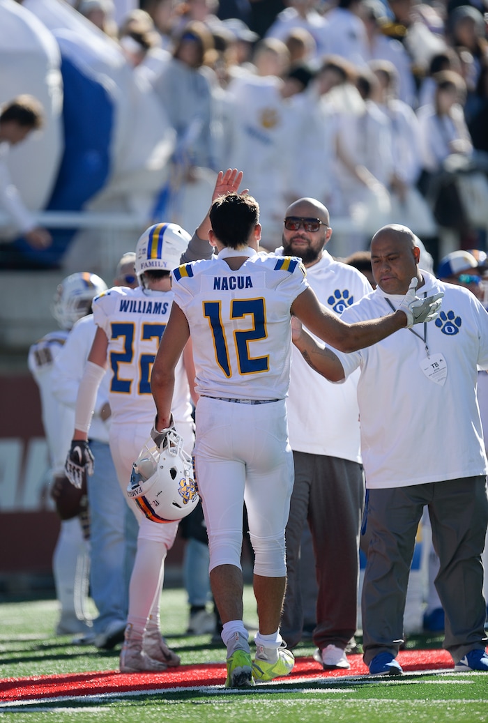 (Francisco Kjolseth  |  The Salt Lake Tribune)  Orem's Puka Nacua ties the state record for touchdowns at 25 during the first half of their game against Dixie in the 4A high school championship game at Rice Eccles Stadium in Salt Lake City, Friday, Nov. 16, 2018.