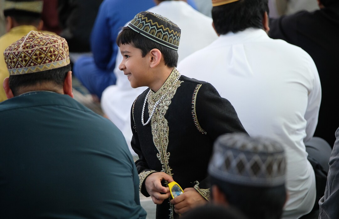 (Francisco Kjolseth  |  The Salt Lake Tribune)  Hamza Bilal, 7, joins other members of the Khadeeja Islamic Center in West Valley City to mark the end of Ramadan, a 30 day period of fasting and spiritual growth on Wed. June 5, 2019.