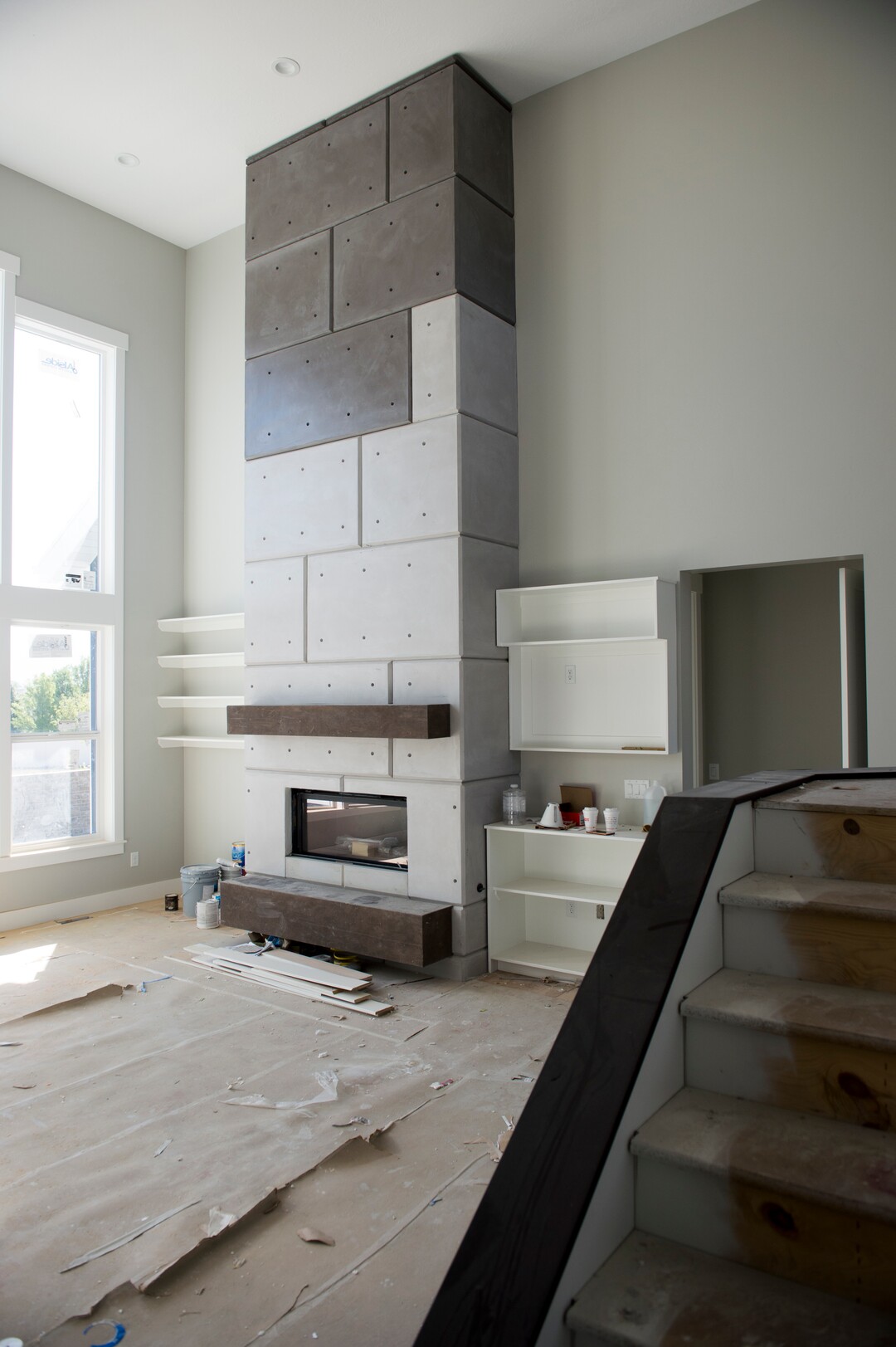 (Rick Egan  |  The Salt Lake Tribune)    Floor to ceiling fireplace in a custom home in Riverton, Monday, Sept. 24, 2018.